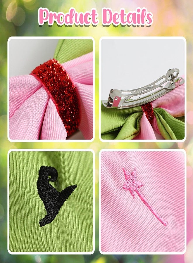 Furutonhe 6 Inch Pink Green Hair Bow Clip Women Princess Witch Hair Accessories - Image 3